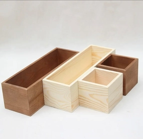Brown Small Wood Box Vase Cube,aesthetic flower vase