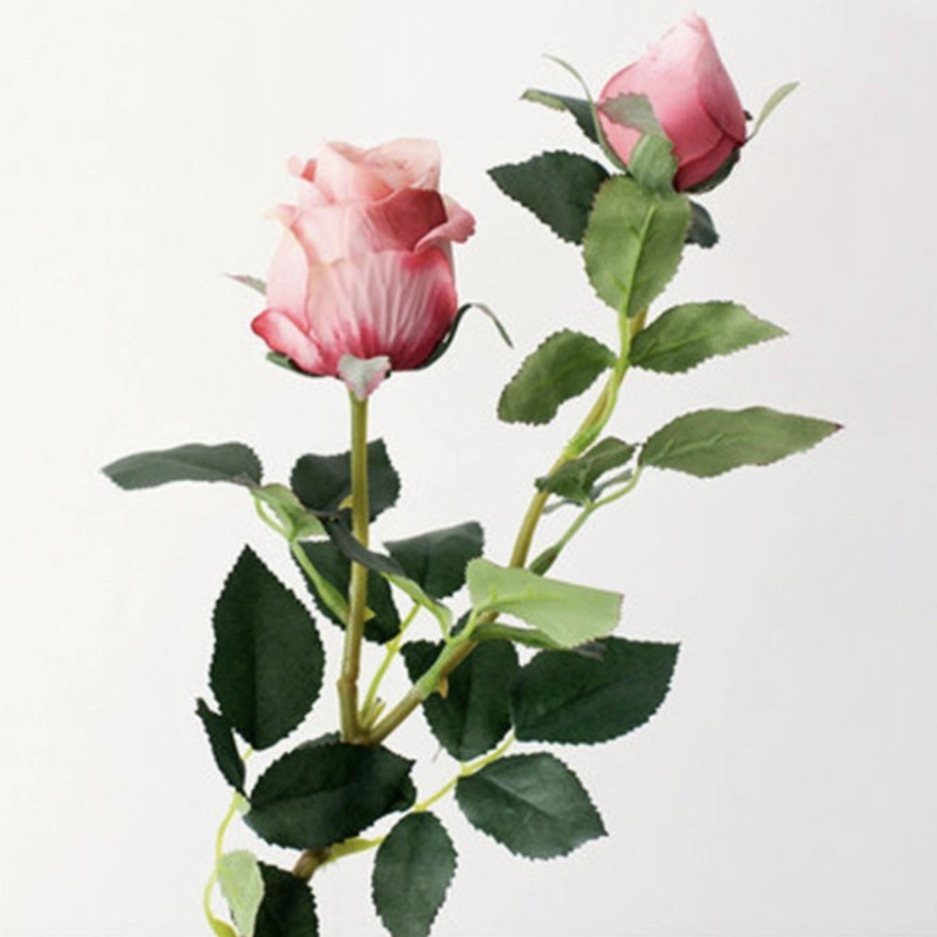 Bulgarian Rose Two Heads Artificial Silk Flowers Stem 8 colors selections001-008