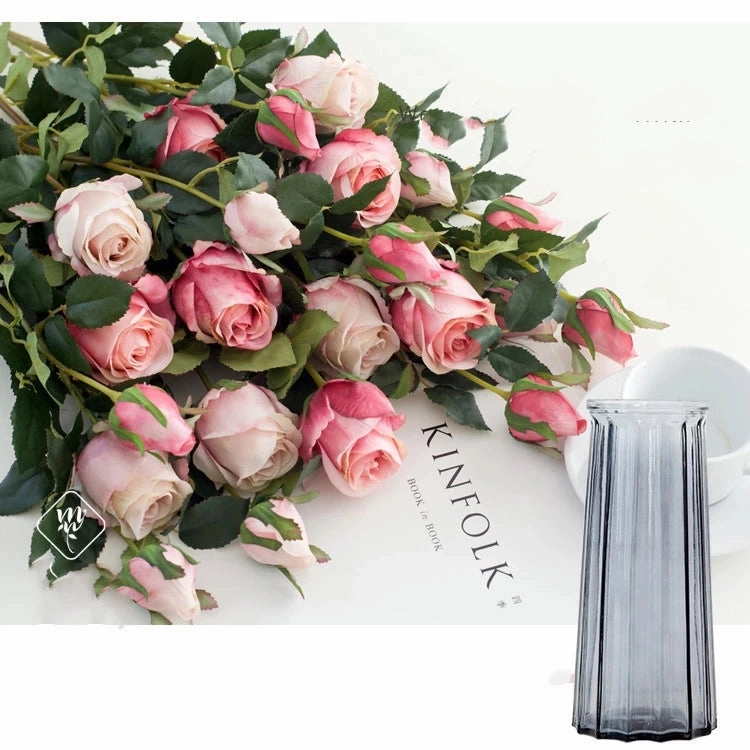 Bulgarian Rose Two Heads Artificial Silk Flowers Stem 8 colors selections001-008,dried artificial flower