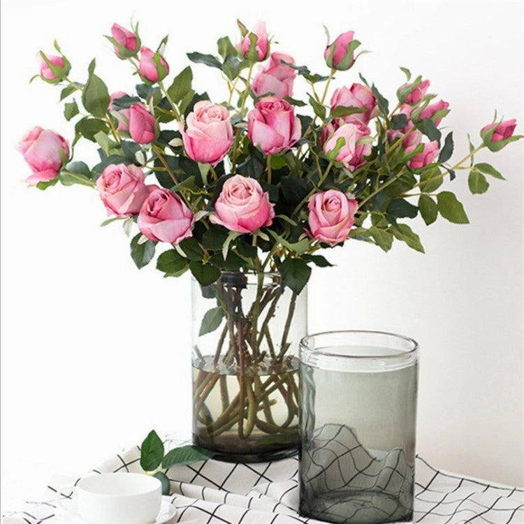 Bulgarian Rose Two Heads Artificial Silk Flowers Stem 8 colors selections001-008
