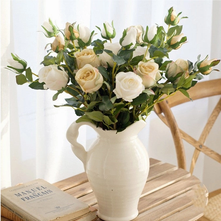Bulgarian Rose Two Heads Artificial Silk Flowers Stem 8 colors selections001-008
