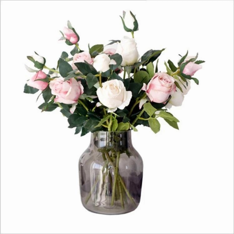 Bulgarian Rose Two Heads Artificial Silk Flowers Stem 8 colors selections001-008