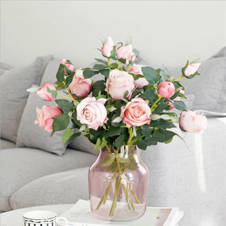 Bulgarian Rose Two Heads Artificial Silk Flowers Stem 8 colors selections001-008