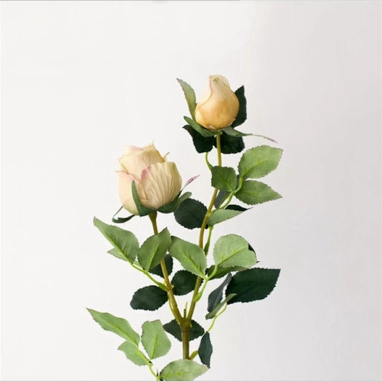 Bulgarian Rose Two Heads Artificial Silk Flowers Stem 8 colors selections001-008