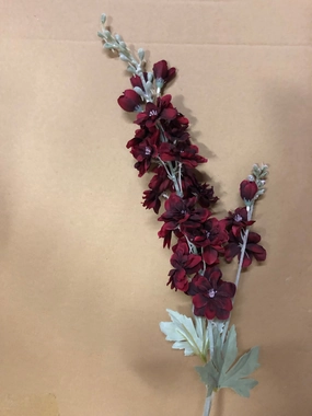 Burgundy Artificial Silk flower Delphinium realistic flower bouquet  