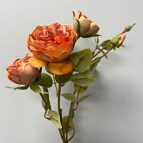 Burnt orange with burnt edge Single Stem RocoCo Austin Rose artificial flower bouquet  