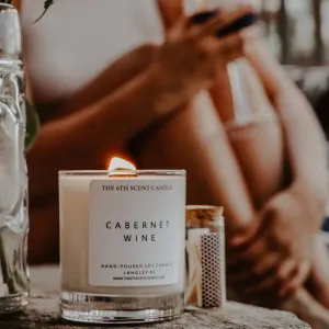 CABERNET WINE SOY CANDLE,faux bloom stem 