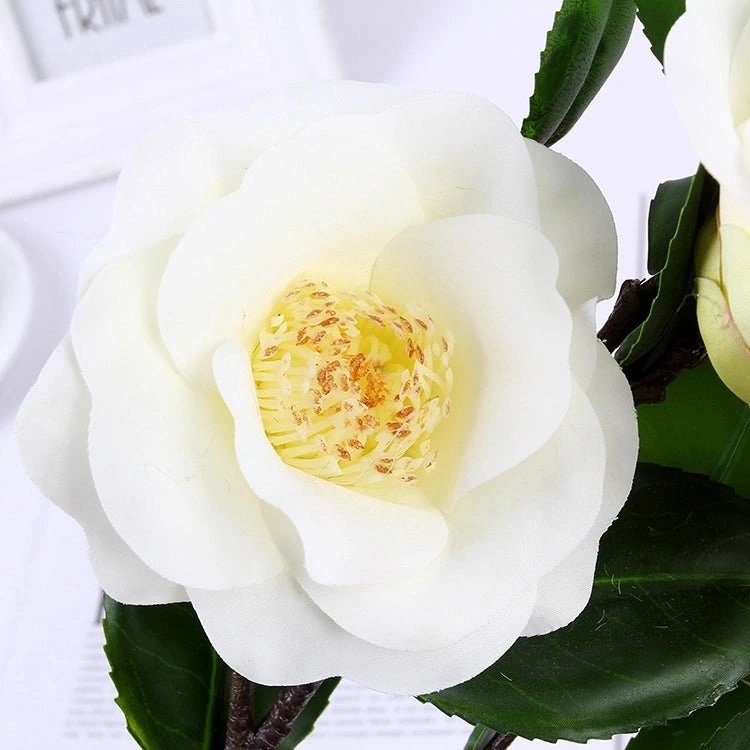 Camellia Artificial Silk Flowers 58cm Stem White CAMELLIA001
