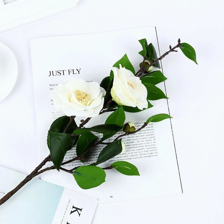 Camellia Artificial Silk Flowers 58cm Stem White CAMELLIA001