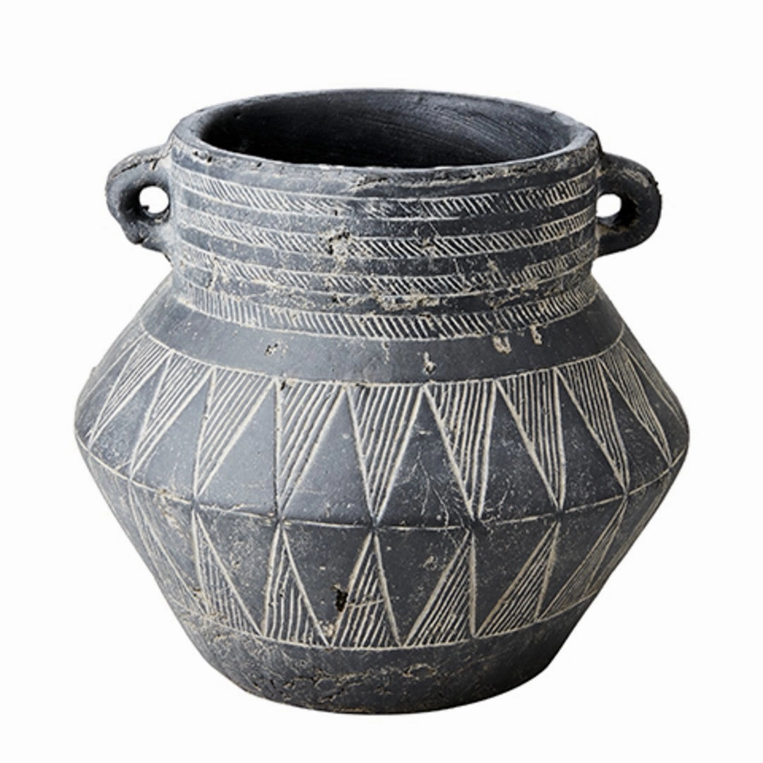 Camilla Black Decorative Pot 24cm,hand-painted ceramic vase