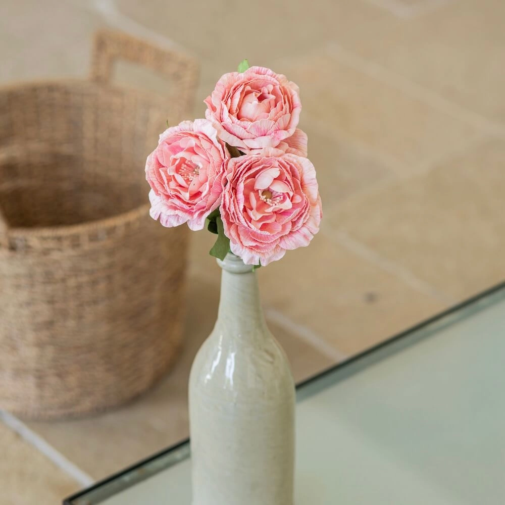 Camlia en papier rose ple