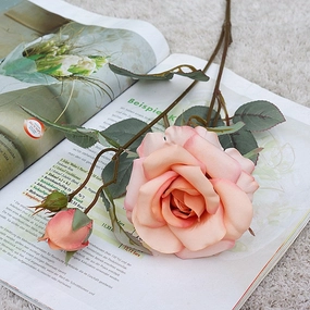 Cappuccino Rose Two Heads Artificial Flower 66cm CAPPUCCINOROSE094-095,dried artificial flower