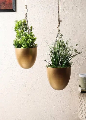 Capsule Shape Hanging Planters (Set of 2),hanging suspension frame