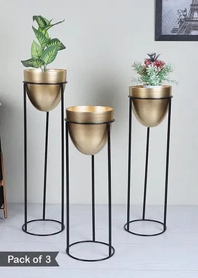 Capsule Shaped Planters With Stand (Set of 3),plant shelf accessories