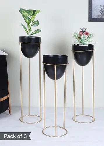 Capsule Shaped Planters With Stand (Set of 3)