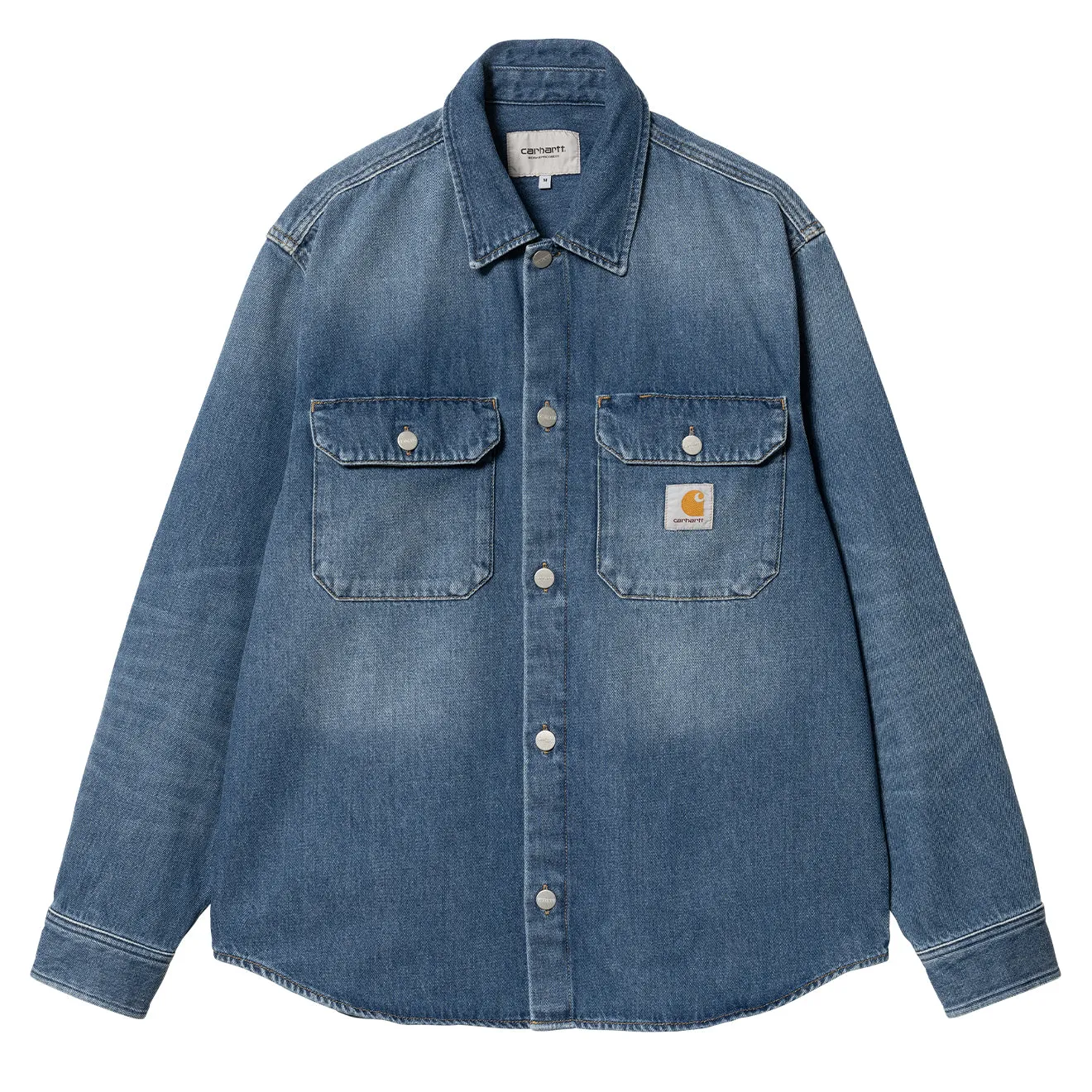 Carhartt WIP Harvey Hemd Jac Blau Dunkel Used Wash