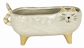 Cat Planter White,terracotta plant pot