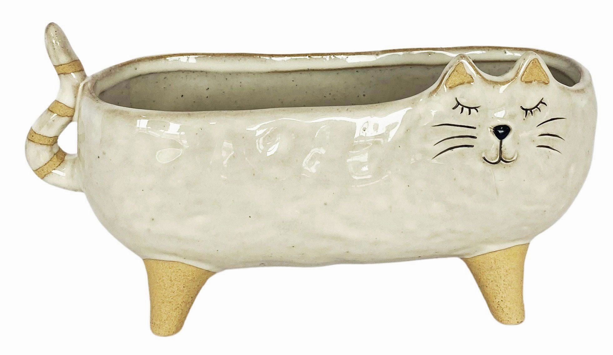 Cat Planter White,terracotta plant pot