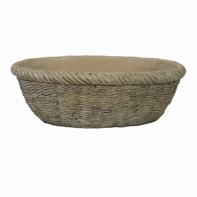 Cement Faux Low Basket Planter Set,classic ceramic flowerpot