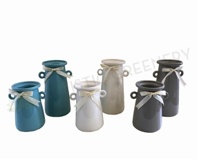Ceramic Jar with Ribbon Avail in 2 Sizes 3 Colours - (CERJARRIB),garden field mower