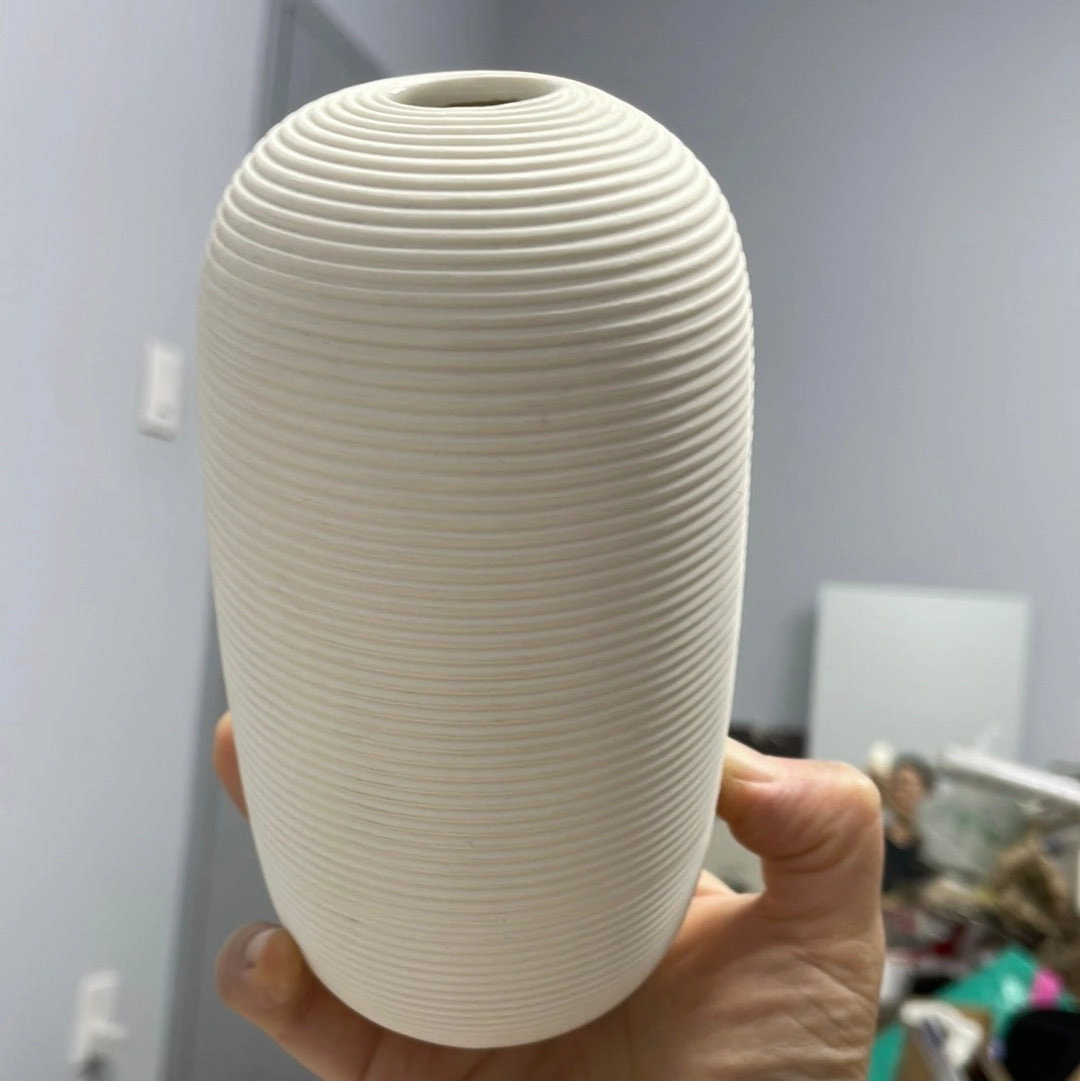 Ceramic Small oval White vase (short)