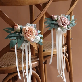 Chair tie back flower arrangement premade artificial flower bouquet  