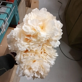 Champagne 9 head PEONIES PEONY bunch coffee/ chocolate artificial flower bouquet  