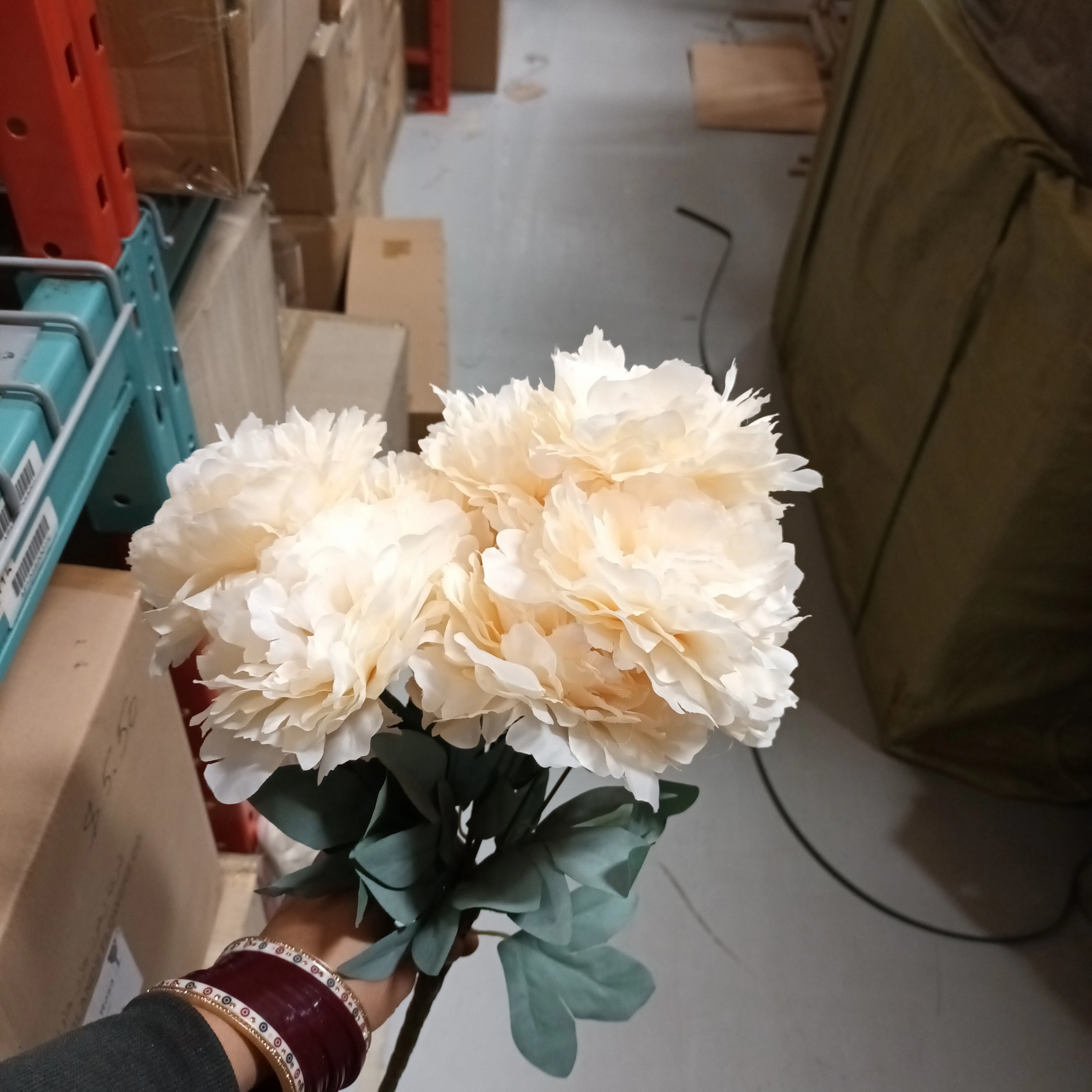 Champagne 9 head PEONIES PEONY bunch coffee/ chocolate