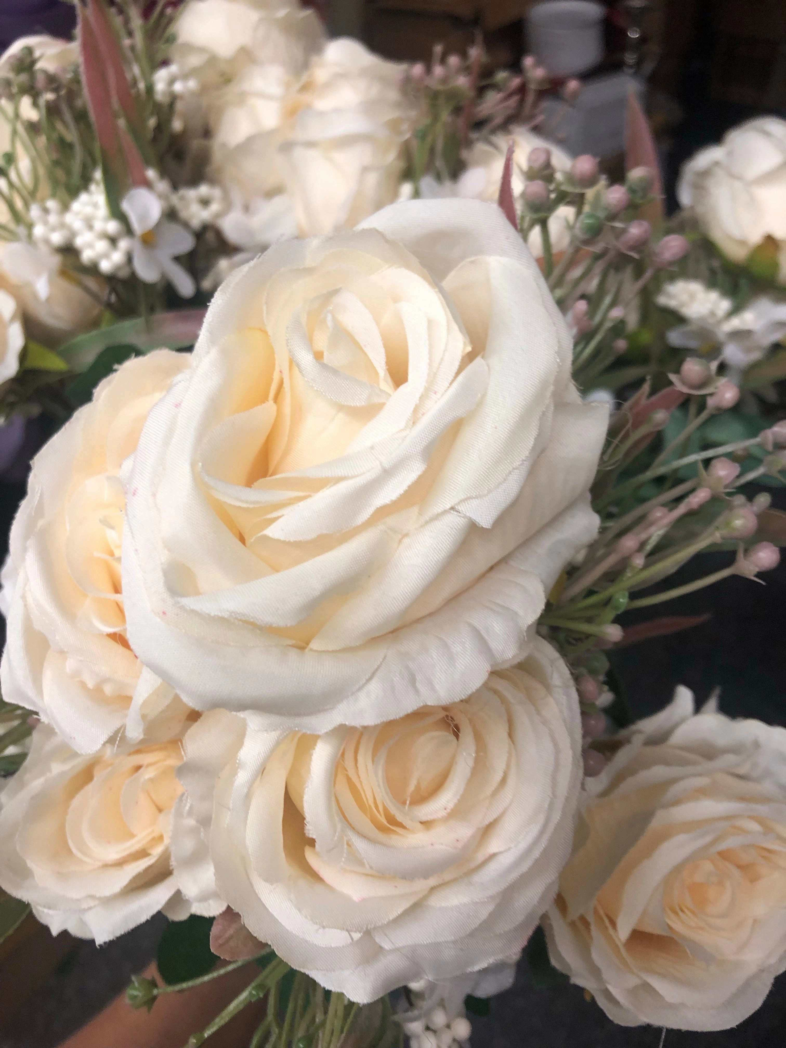 Champagne ROSE BUNCH With fillers artificial flower bouquet  