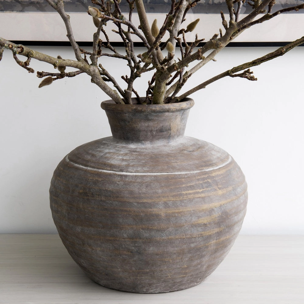Charcoal Terracotta Vase 33cm