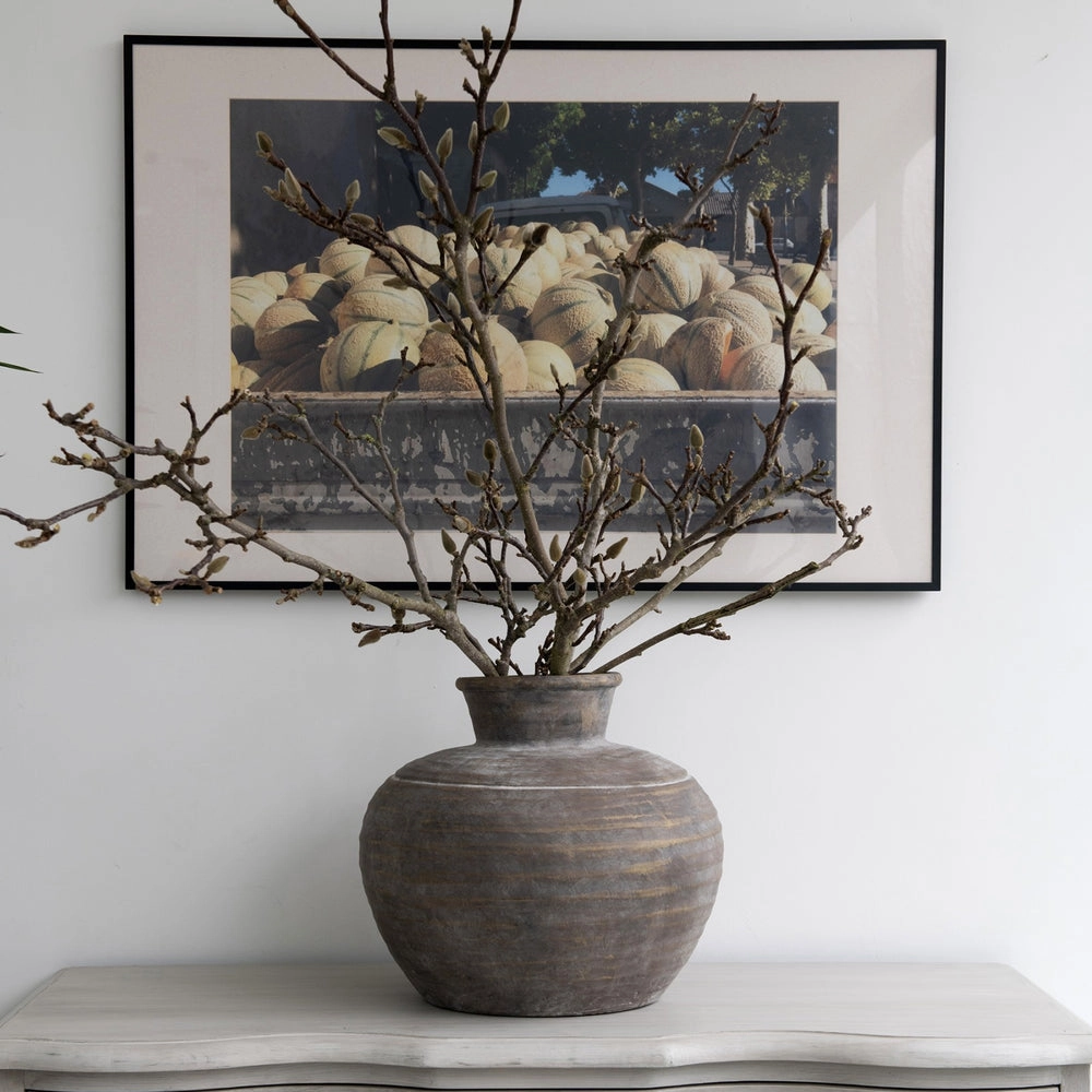 Charcoal Terracotta Vase 33cm,hand-painted ceramic vase