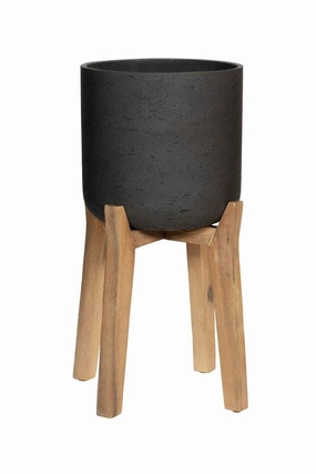 Charlie Pot & High Stand Black Washed XL,indoor flower container