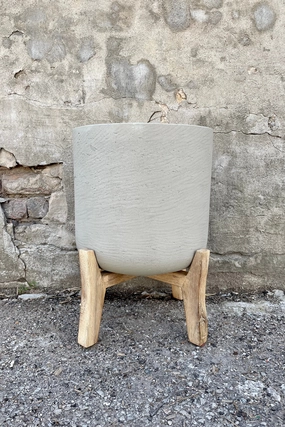 Charlie Pot & Low Stand Grey Washed XL,indoor flower container