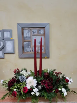 Christmas No.59 (18" with 2 taper candles),faux bloom stem 