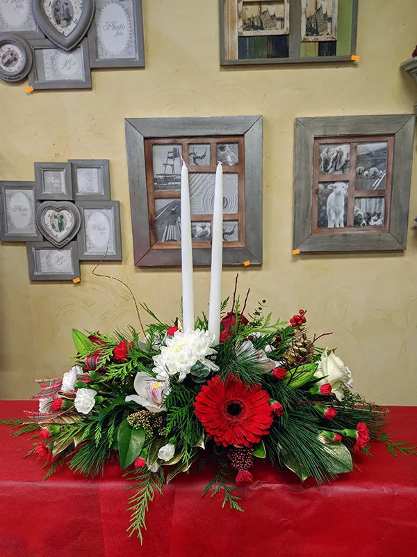 Christmas No.8 (18" with 2 taper candles),faux bloom stem 