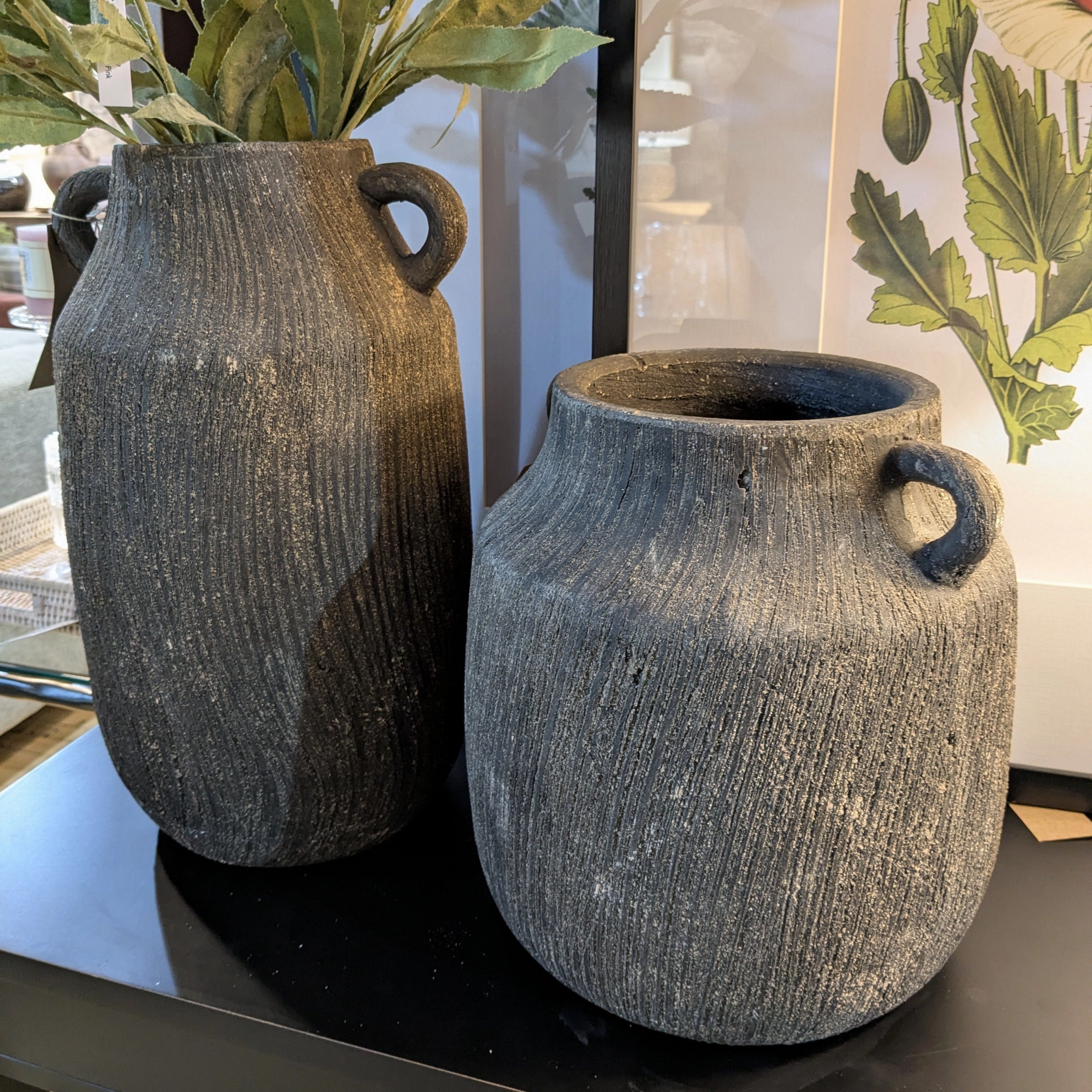 Cino Ear Pot - Brown 26cm,hand-painted ceramic vase