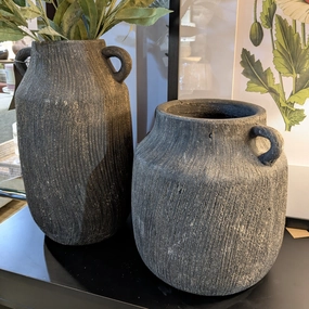 Cino Ear Pot - Brown 26cm,hand-painted ceramic vase
