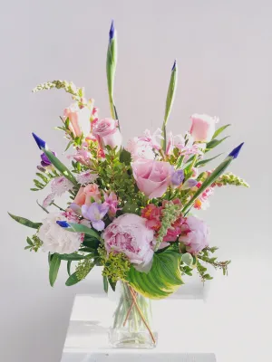 Classic Pink & Purple Arrangement,realistic flower bouquet 