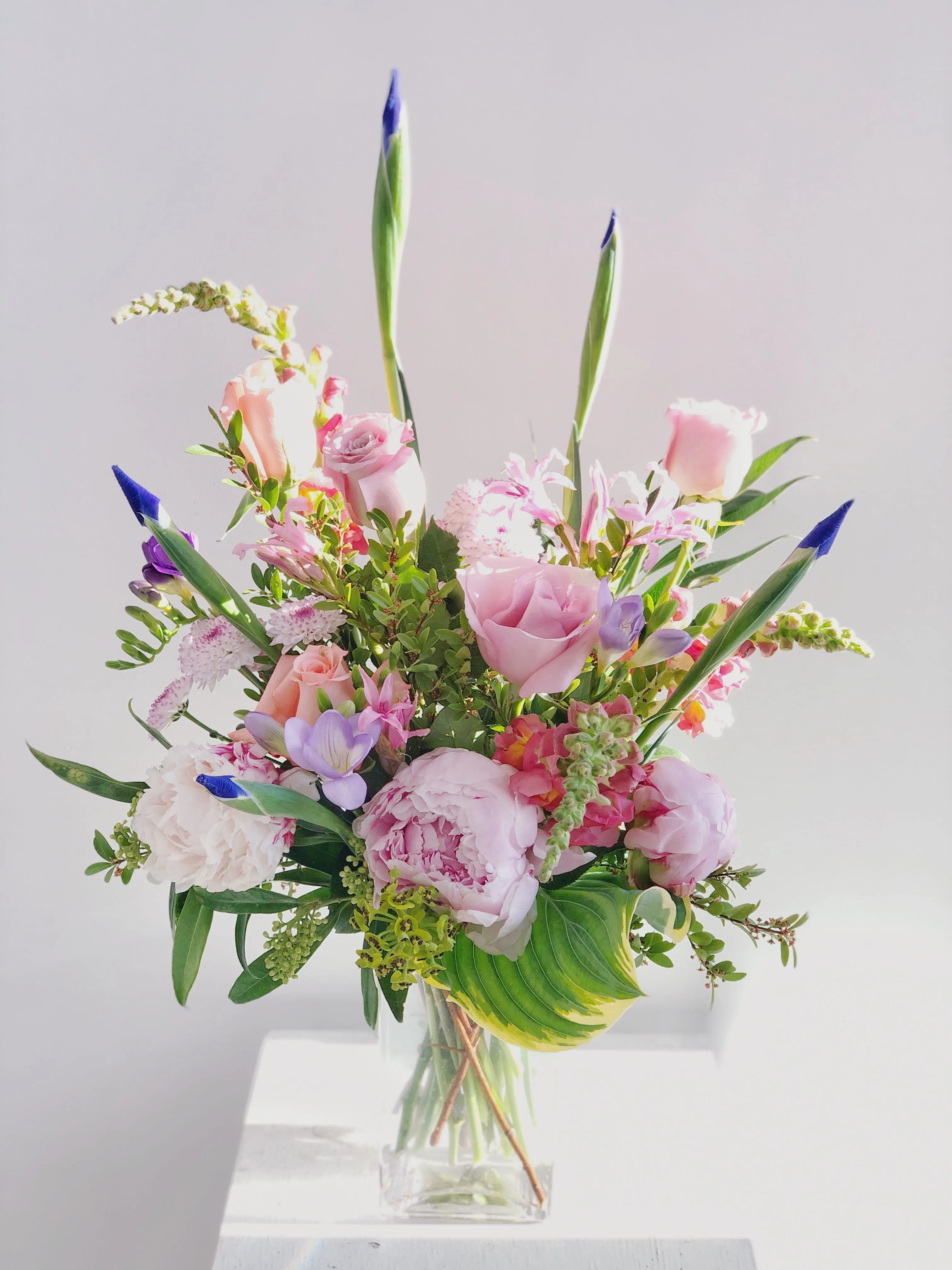 Classic Pink & Purple Arrangement,realistic flower bouquet 