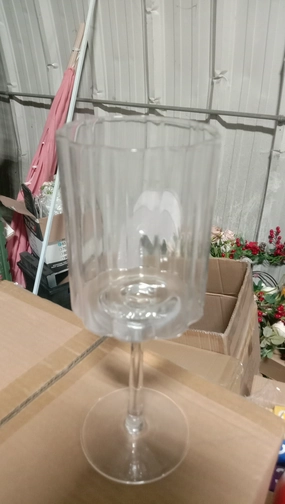 Clear Ribbed Striped drinking Glass champagne thin glass drinkware J001 (Large),aesthetic flower vase