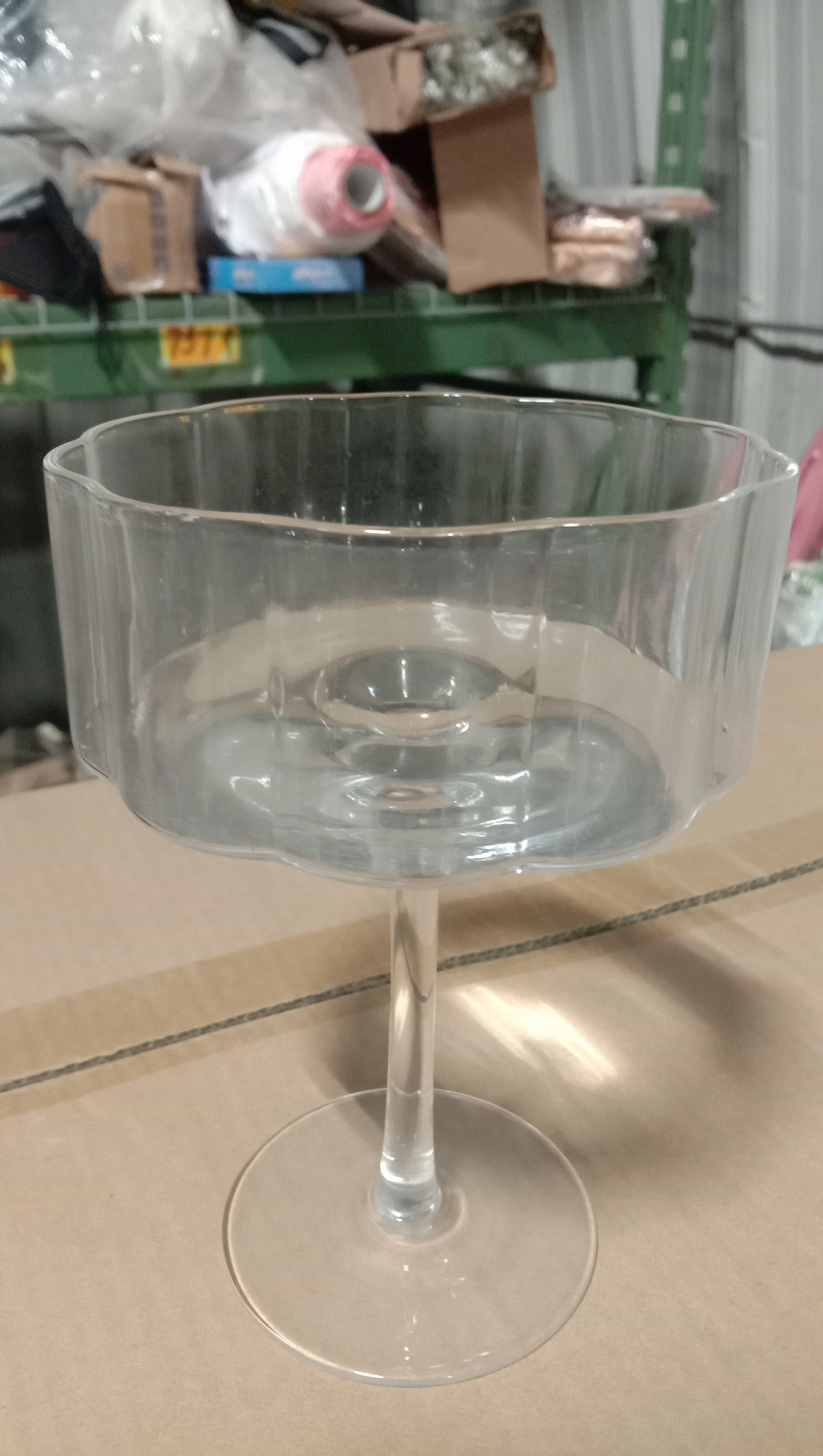 Clear Ribbed Striped drinking Glass champagne thin glass drinkware J003 (Bowl style),aesthetic flower vase