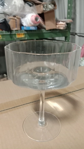 Clear Ribbed Striped drinking Glass champagne thin glass drinkware J003 (Bowl style),aesthetic flower vase