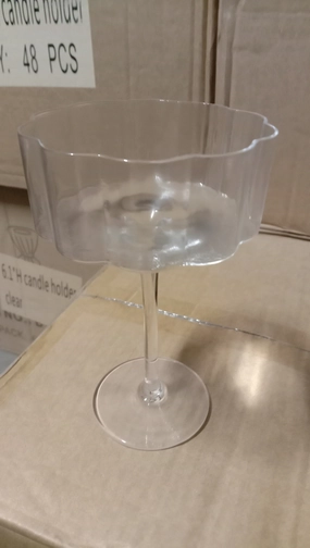 Clear Ribbed Striped drinking Glass champagne thin glass drinkware J004 (Small Bowl style),aesthetic flower vase