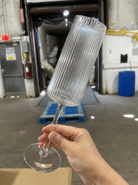Clear Striped drinking Glass champagne flute thin glass drinkware,aesthetic flower vase