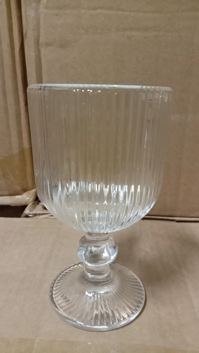 Clear Striped drinking Glass drinkware cup goblet (14.5 H),aesthetic flower vase