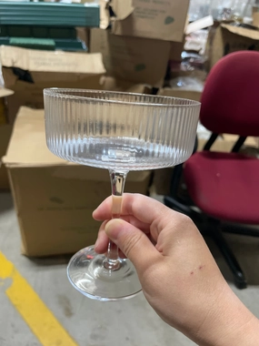 Clear Striped drinking Glass margarita thin glass drinkware ribbed coupe,aesthetic flower vase