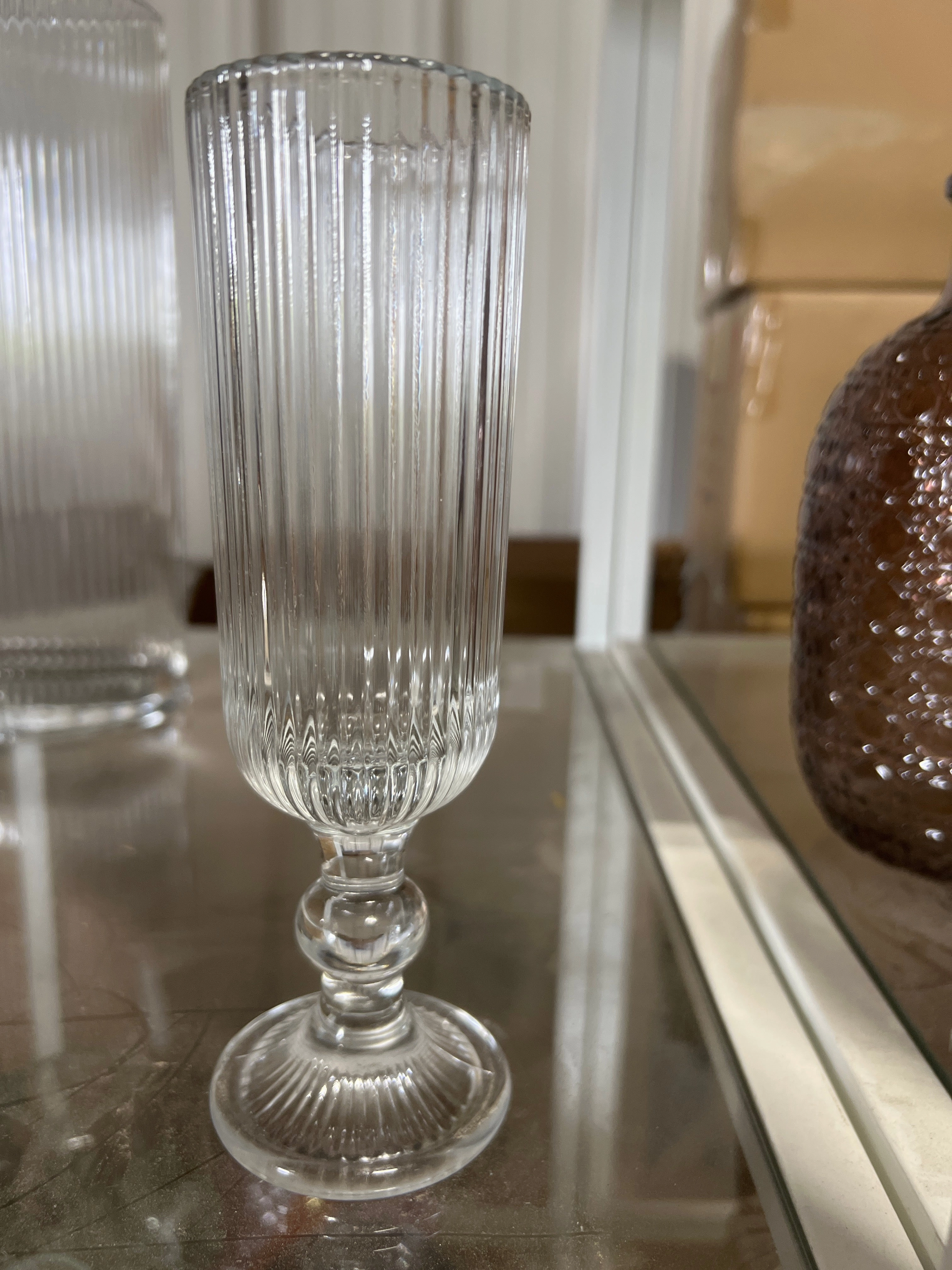 Clear Thin Striped Champagne Flute(18.5cm*5.5cm),aesthetic flower vase