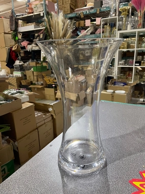 Clear VASE with gathered waist 12H MV371 new,aesthetic flower vase