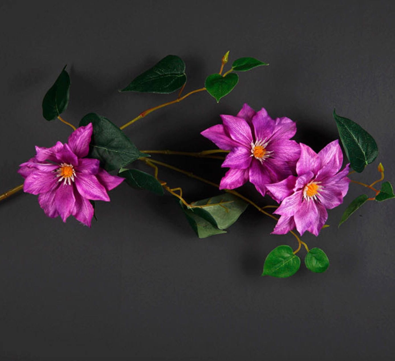 Clematis 3 Heads Artificial Silk Flowers 80cm Stem CLEMATIS0001-0004