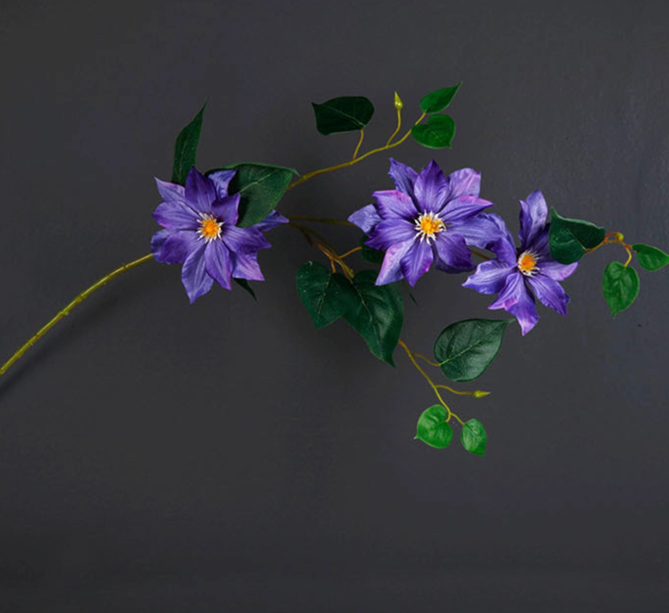 Clematis 3 Heads Artificial Silk Flowers 80cm Stem CLEMATIS0001-0004
